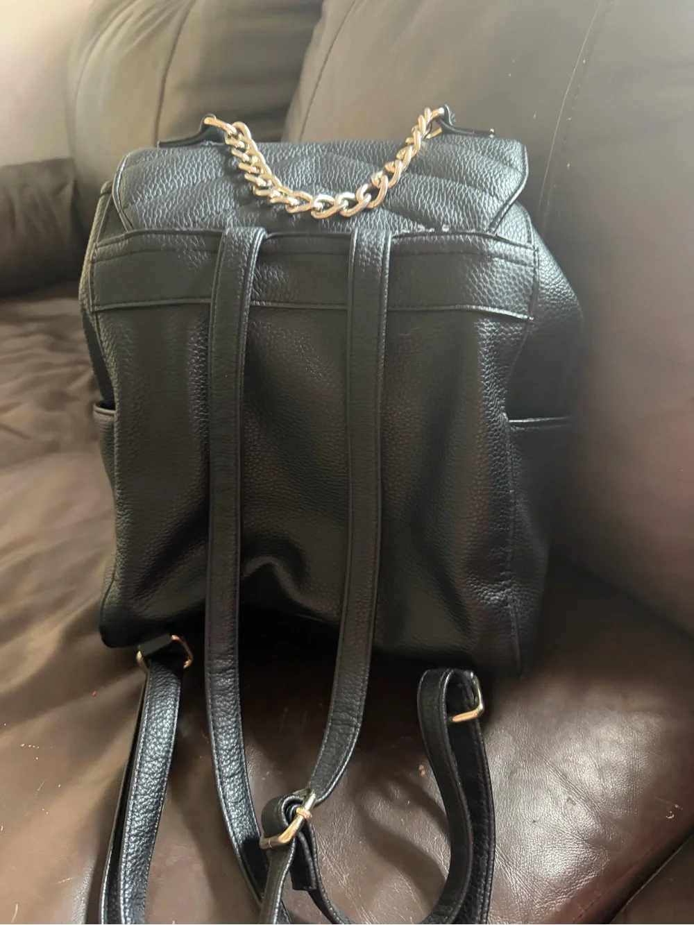 Nanette Lepore Black Quilted Chevron Backpack